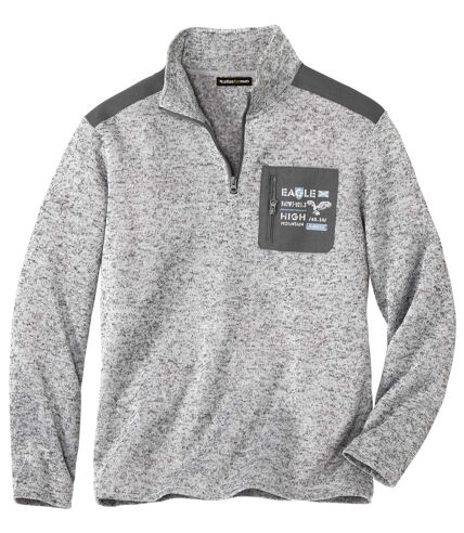 Men's Brushed Fleece Sweatshirt - Mottled Light Grey