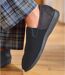 Men's Black Fleece-Lined Slippers