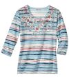 Women's Striped Floral Top - Blue and Pink Atlas For Men