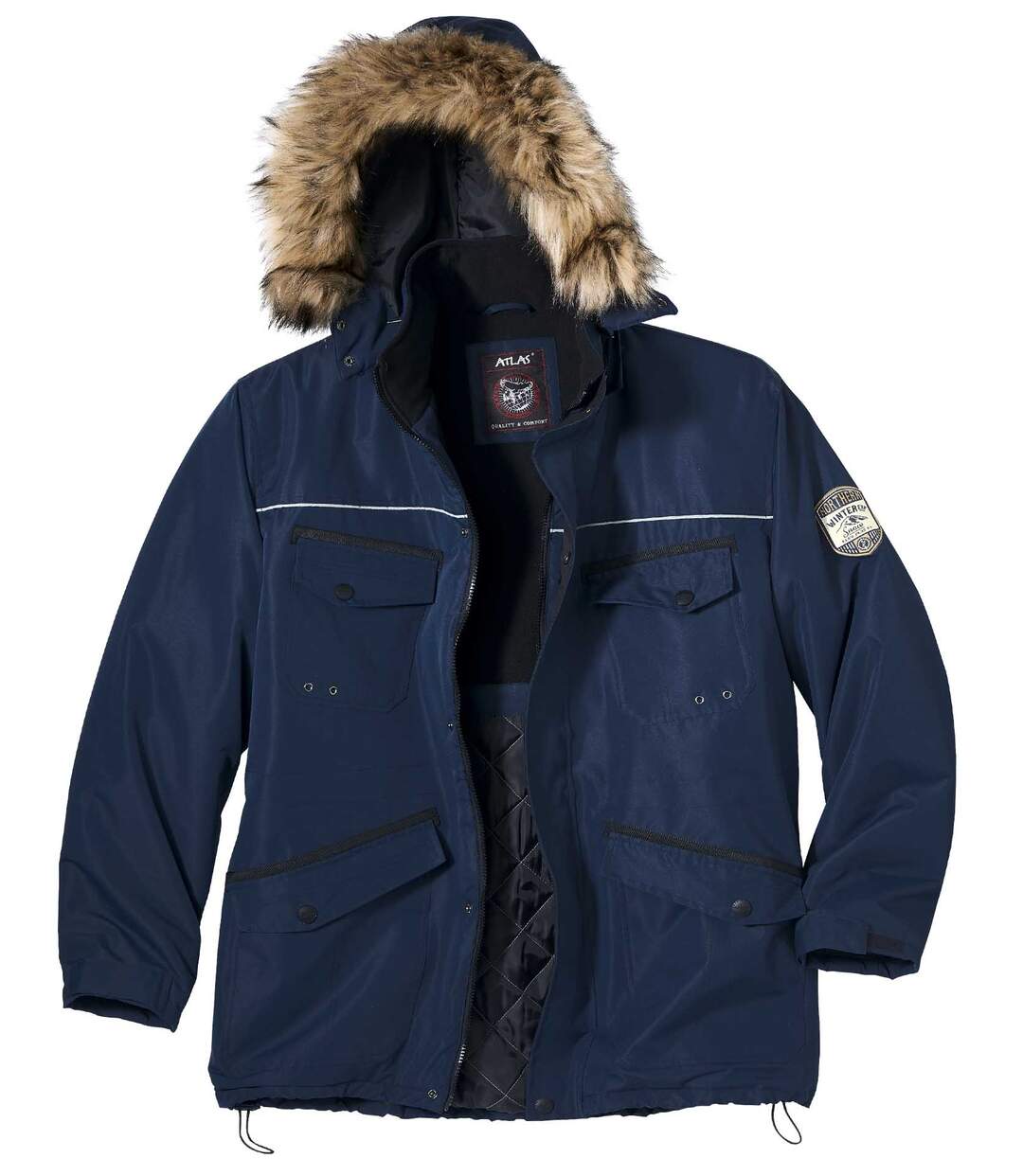 Nagy teljesítményű parka műszőrme kapucnival-4