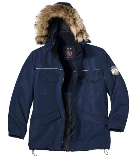 Men’s Navy High Performance Parka with Faux Fur Hood
