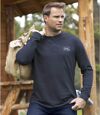 Pack of 2 Men's Button-Neck Long Sleeve Tops - Navy Yellow Atlas For Men