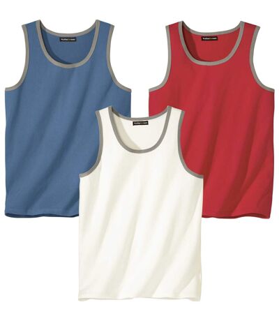 Pack of 3 Classic Men's Tank Tops - Red Blue White