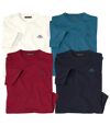 Pack of 4 Men's Casual T-Shirts - Ecru Blue Red Navy  Atlas For Men