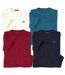 Pack of 4 Men's Casual T-Shirts - Ecru Blue Red Navy 