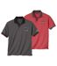Pack of 2 Men's Mediterranean Jersey Polo Shirts - Coral Grey