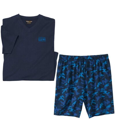 Pyjashort Coton Marine Imprimé Camouflage