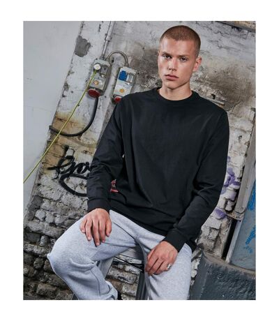 Build Your Brand Mens Organic Ribbed Cuff Sweatshirt (Black) - UTRW8174