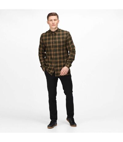 Mens Lance Checked Shirt Dark Khaki Regatta