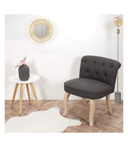 Fauteuil en bois et tissu Eleonore Gris, Taupe