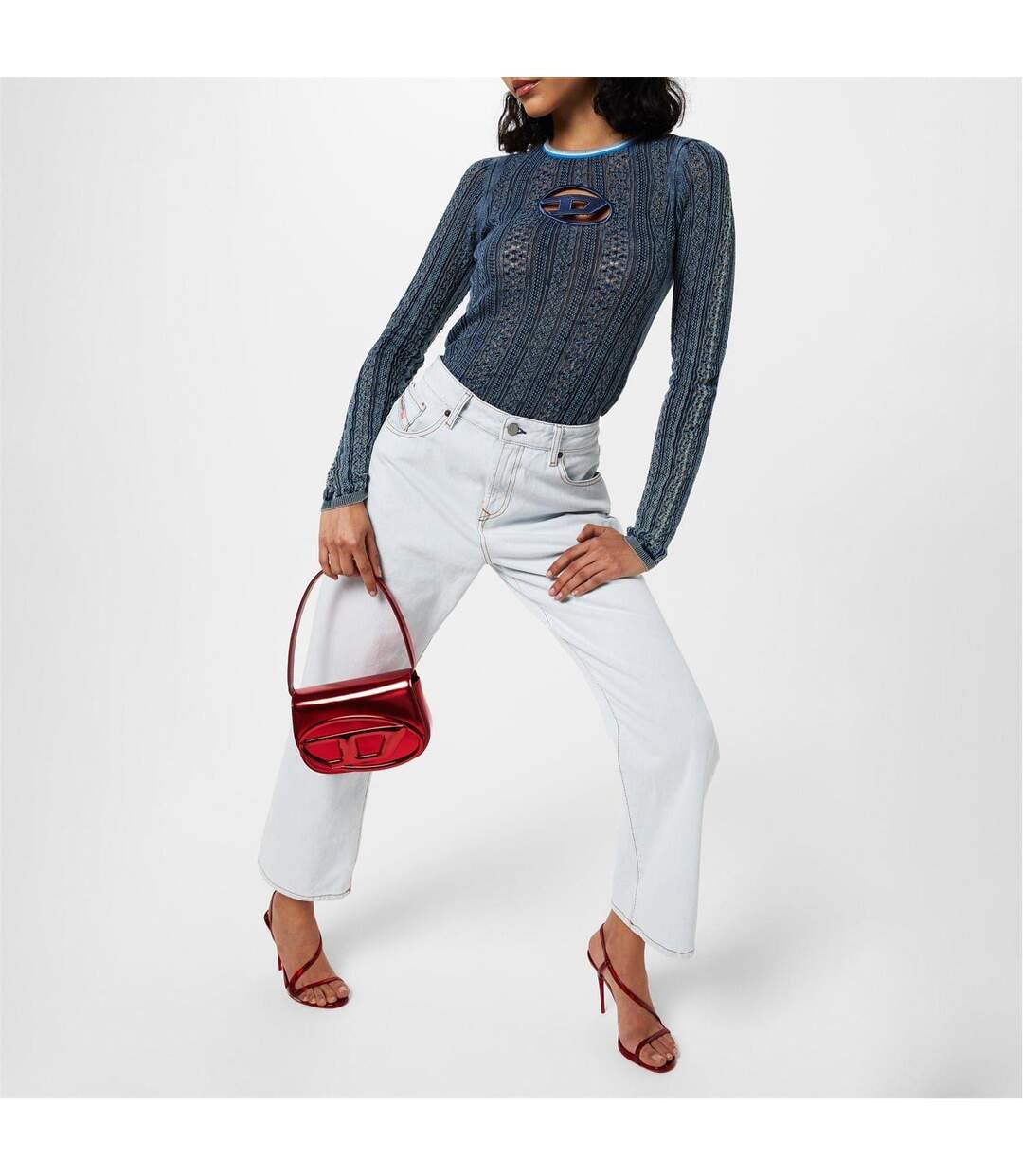 Womens/ladies 1999 Wide Leg Jeans Light Wash Diesel-4