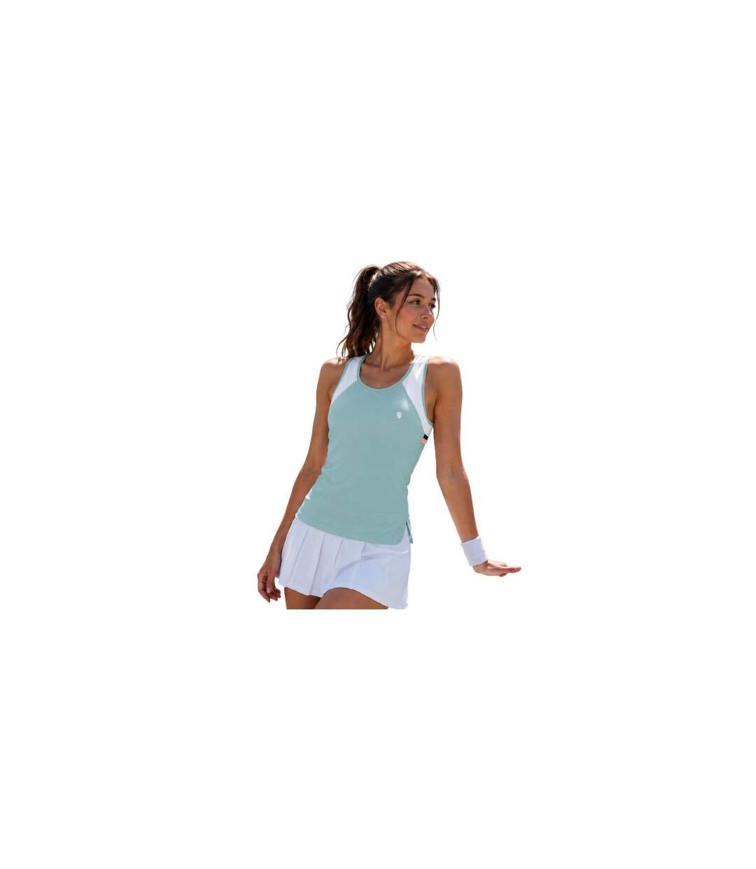 Womens/ladies Scoop Neck Regular Tank Top Nile Blue White K-Swiss-1