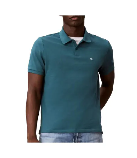 Polo vert homme calvin klein jeans ss monogram piques