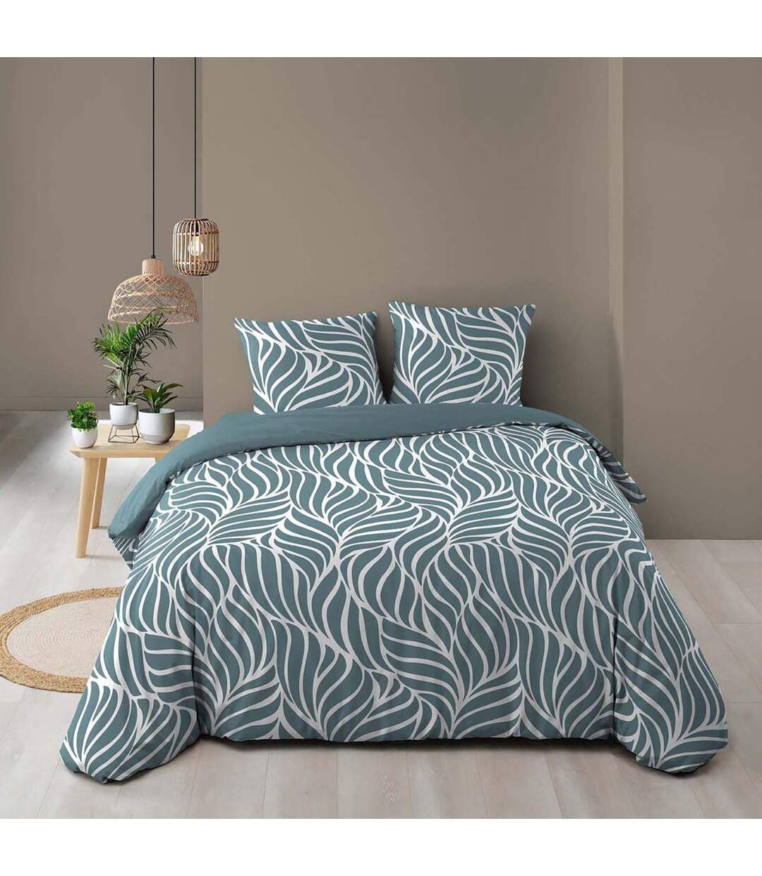 Parure de Lit 3 Pièces Morgane 240x220cm Bleu-1