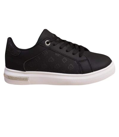 Womens/ladies tokyo crystal embossed trainers black Where´s That From