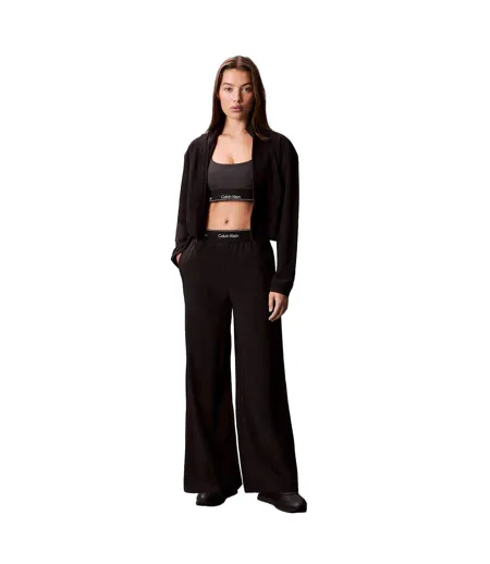 Womens/ladies Wide Leg Joggers Black Calvin Klein
