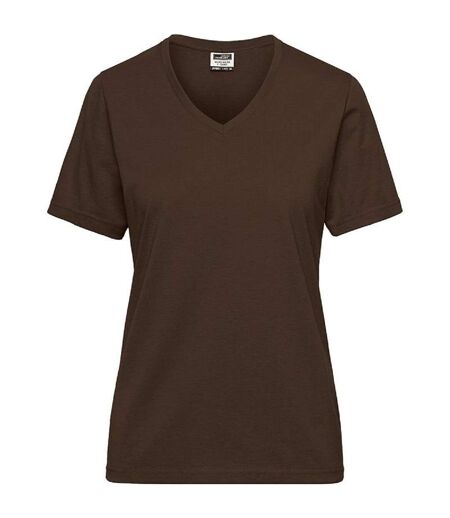 T-shirt de travail Bio col V - Femme - JN1807 - marron