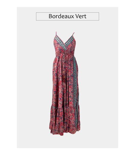 Robe longue volantée bohème VIRGINY imprimé ethnique Coton Du Monde