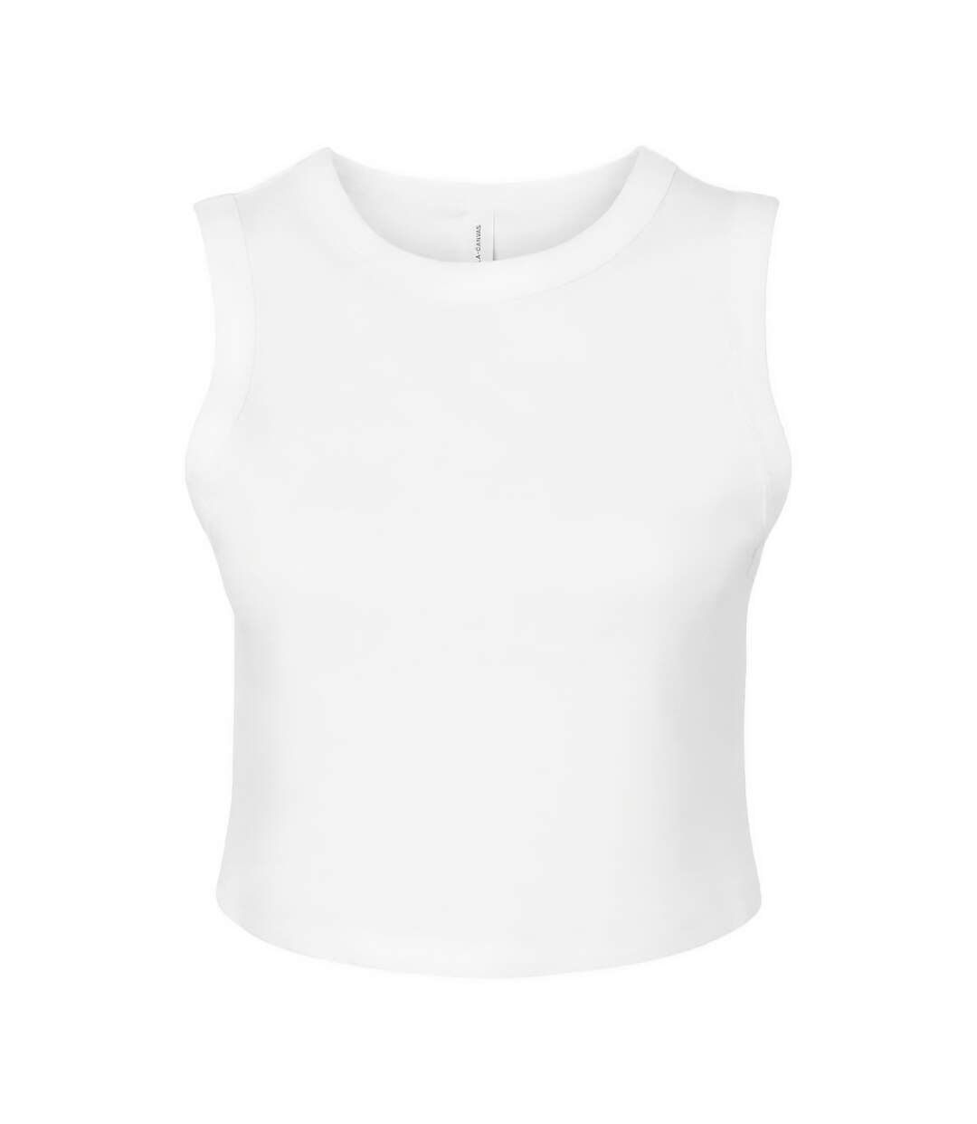 Womens/ladies Muscle Micro-rib Cropped Vest Top Solid White Bella + Canvas-1