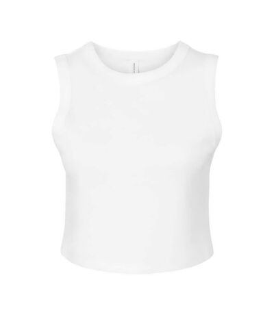 Womens/ladies Muscle Micro-rib Cropped Vest Top Solid White Bella + Canvas