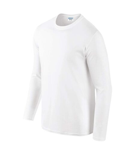 Unisex adult softstyle long-sleeved t-shirt white Gildan