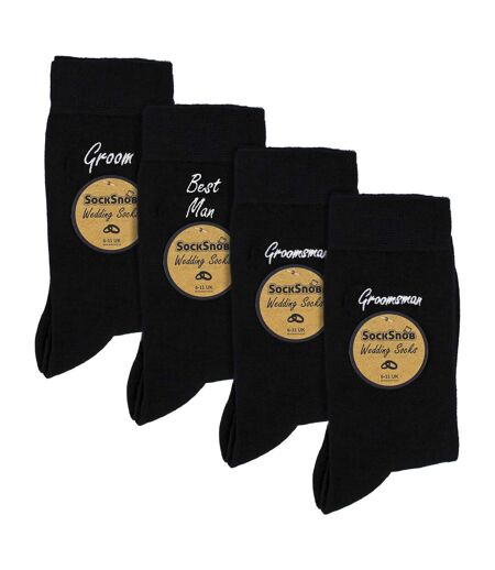 4 Pairs Mens Wedding Socks for Groomsman Groom and Best Man