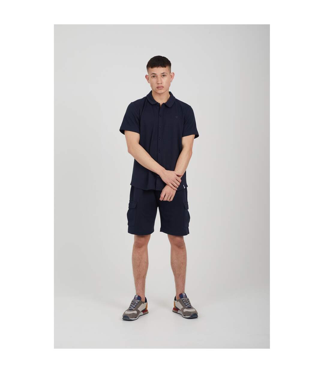 Mens cadby textured cargo shorts navy Brave Soul-3