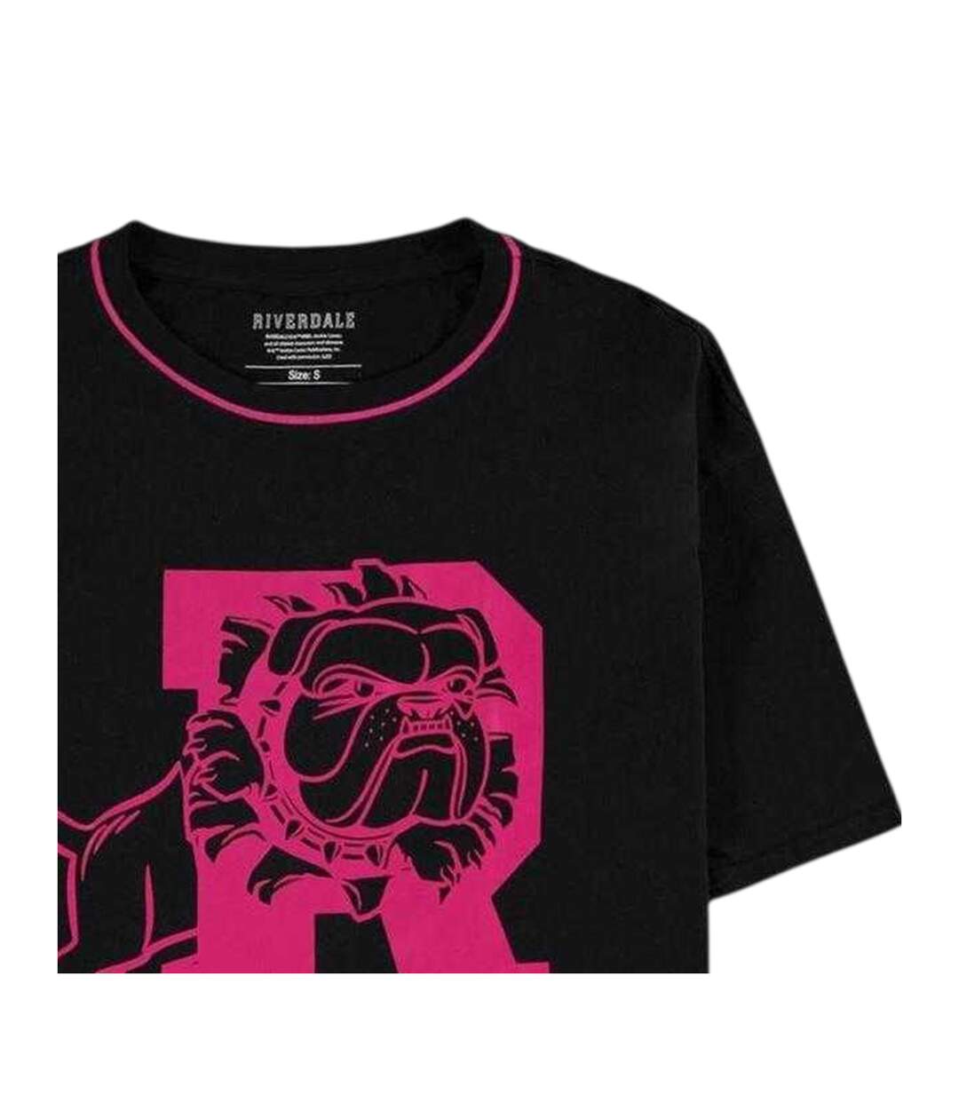 Womens/ladies Bulldog Regular T-shirt Black Pink Riverdale-3