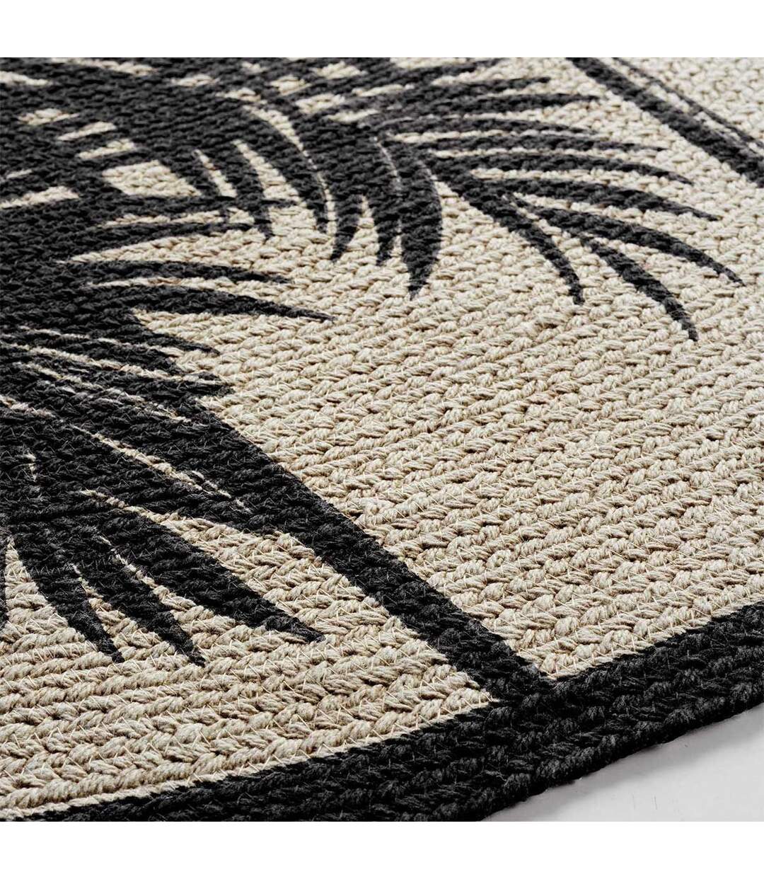 Tapis Rond Imprimé Tropic Nature 120cm Naturel-2