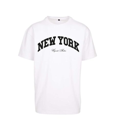 Mens New York College Oversized T-shirt Blanc Mister Tee
