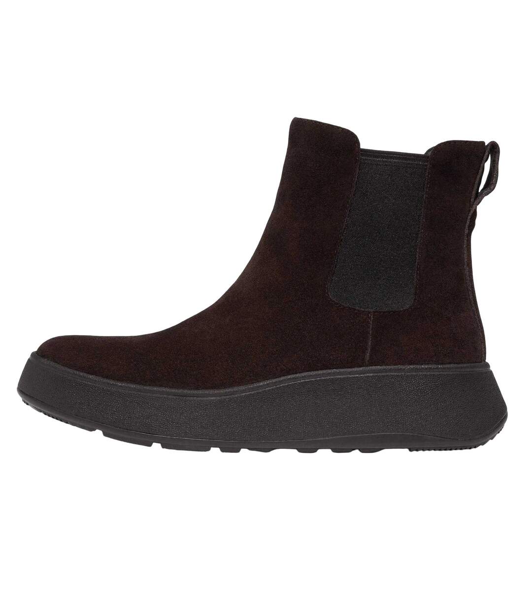 Womens/ladies F-mode Suede Flatform Chelsea Boots Brown Fit Flop-3