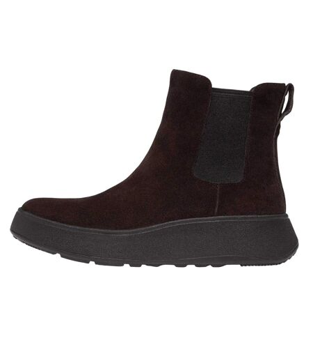 Womens/ladies F-mode Suede Flatform Chelsea Boots Brown Fit Flop