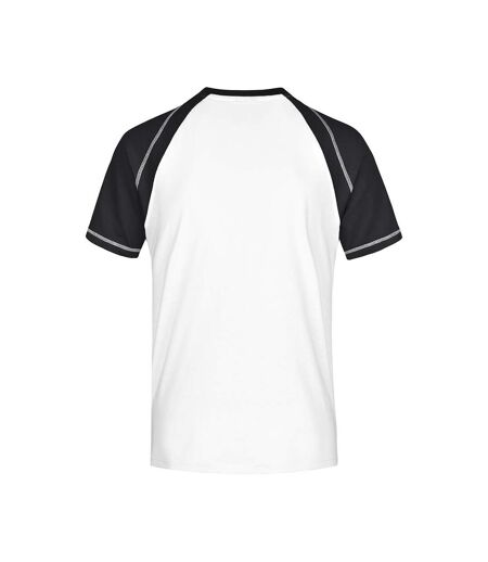 T-shirt Manches Raglan Motif/style Contrasté Homme Blanc Noir James And Nicholson