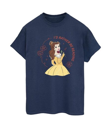 Disney - T-shirt BEAUTY AND THE BEAST I'D RATHER BE READING - Femme (Bleu marine) - UTBI14324