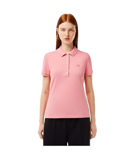 Womens/ladies Mini Pique Stretch Slim Polo Shirt Pink Lacoste