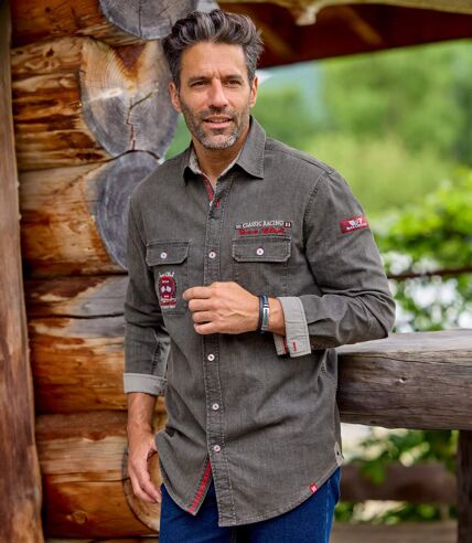 Men's Grey Classic Racing Denim Shirt