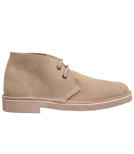 Roamers Mens Real Suede Unlined Desert Boots (Stone) - UTDF111