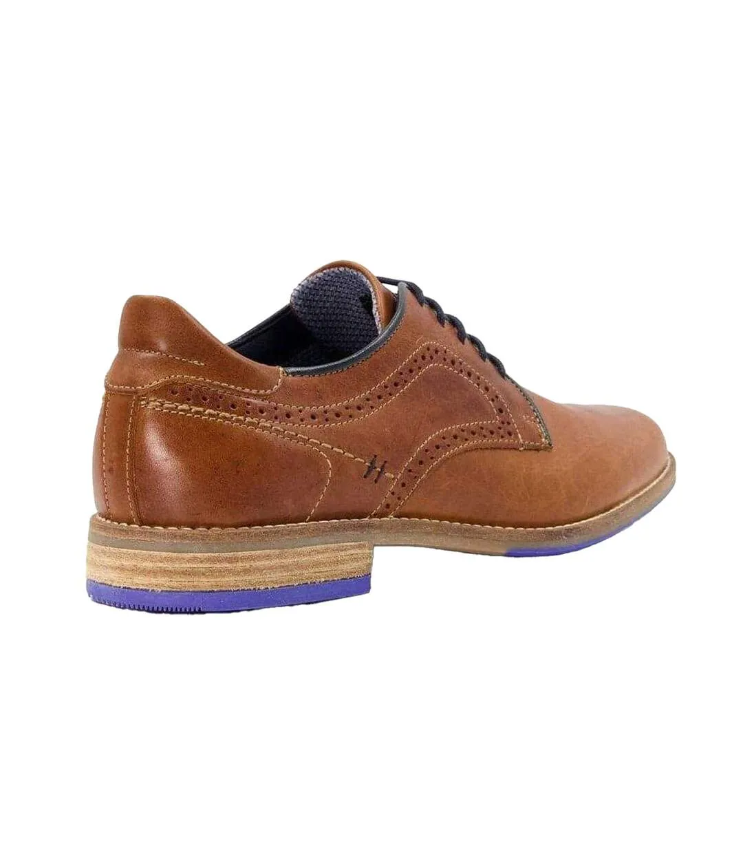 Mens Piped Leather Gibson Shoes Tan Dune London-2