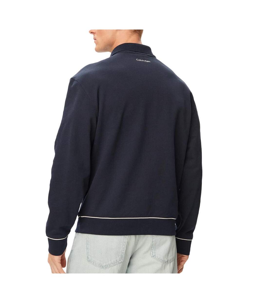 Sweat marine homme calvin klein jeans terry-2