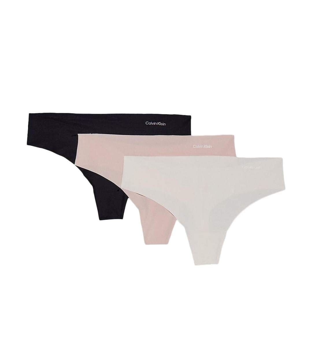 Lot de 3 Strings Rose/Noir Femme Calvin Klein Jeans Thong - L