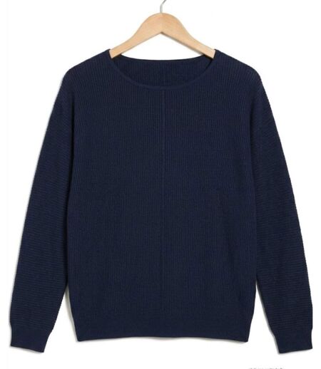 Pull Femme MAYFLOWER CANON2 Bleu Marine – Maille Fine et Douceur Soyeuse