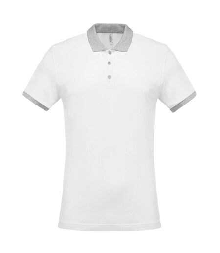 Polo pique homme blanc / gris oxford Kariban