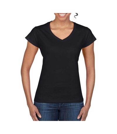 Gildan Ladies Soft Style Short Sleeve V-Neck T-Shirt (Black) - UTBC491
