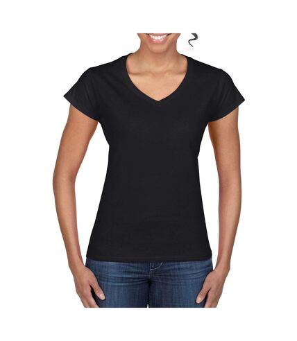 Gildan Ladies Soft Style Short Sleeve V-Neck T-Shirt (Black)