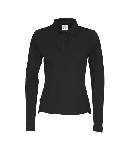 Womens/ladies pique long-sleeved polo shirt black Cottover