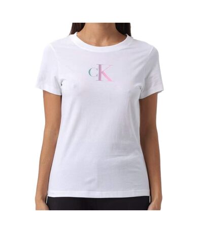 T-shirt Blanc Femme Calvin Klein Jeans Satin Ck - M