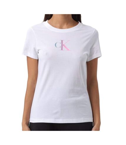 T-shirt Blanc Femme Calvin Klein Jeans Satin Ck - M