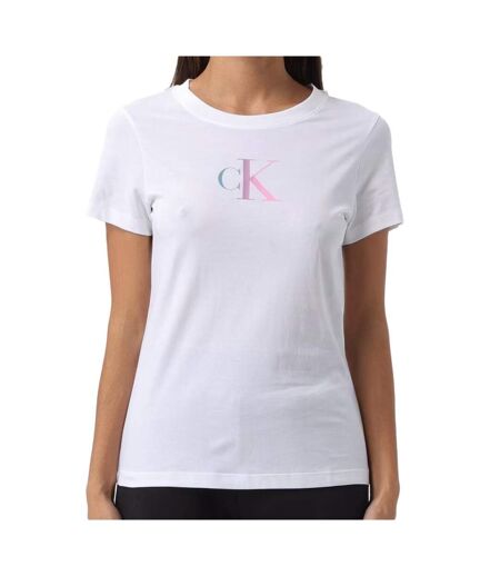 T-shirt Blanc Femme Calvin Klein Jeans Satin Ck - M