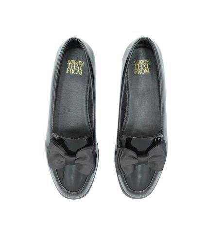 Womens/ladies alpha bow detail extra wide loafers black Where´s That From