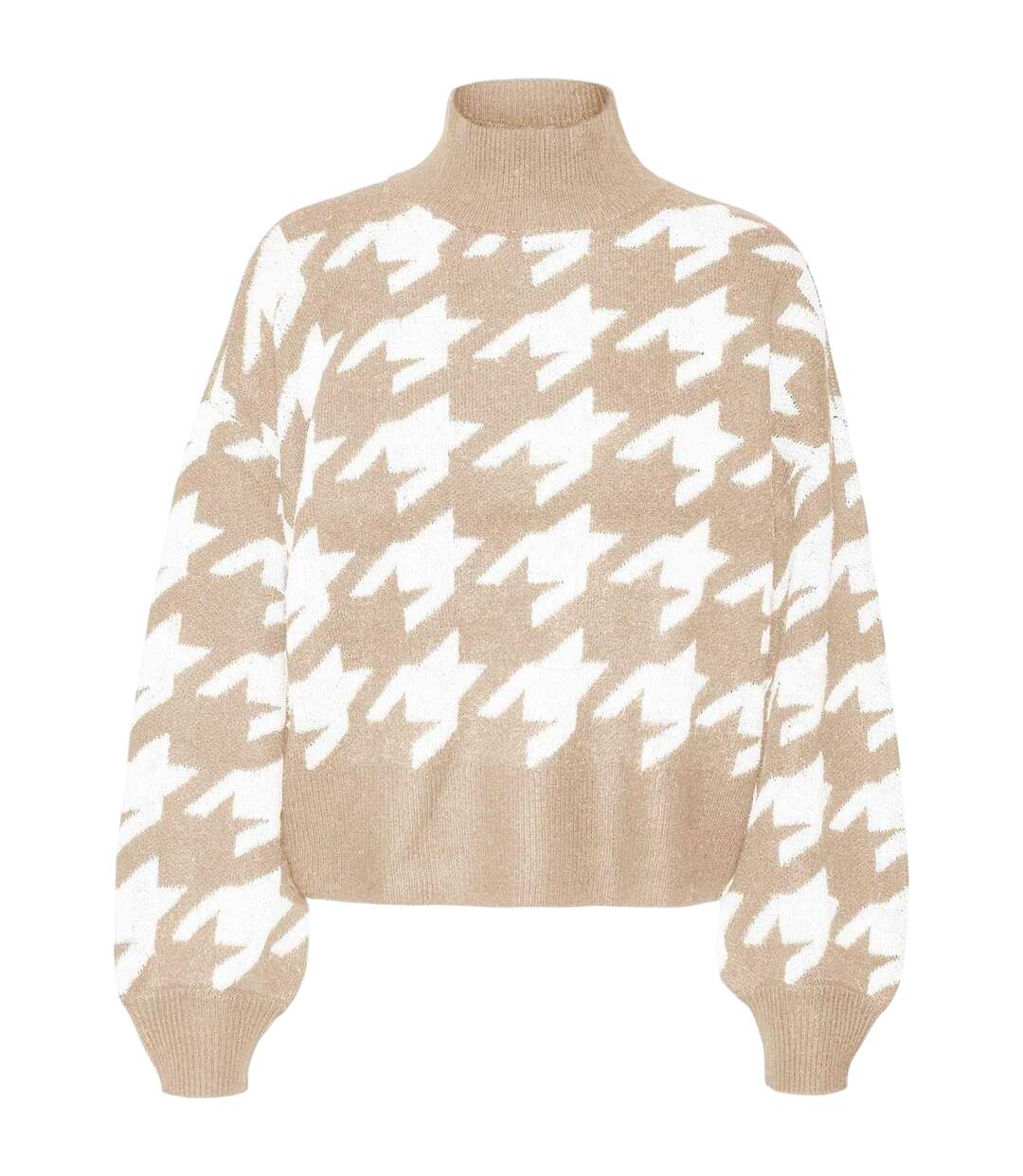 Pull Motif/style Pied-de-poule Femme Marron Clair Vero Moda-2
